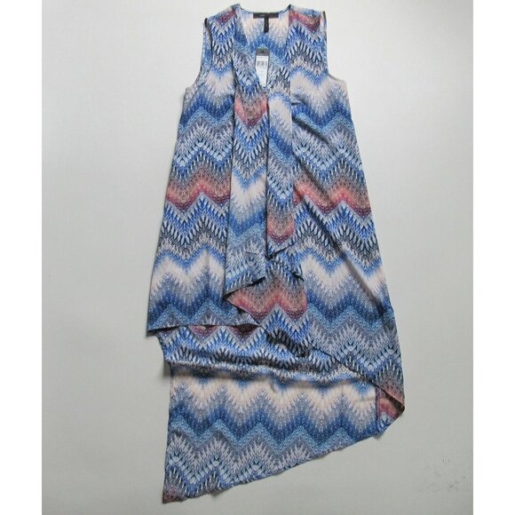 NWT BCBG MaxAzria Tara in ZigZag Ombre Sheer Chiffon Ruffle High Low Dress XS - Picture 4 of 8